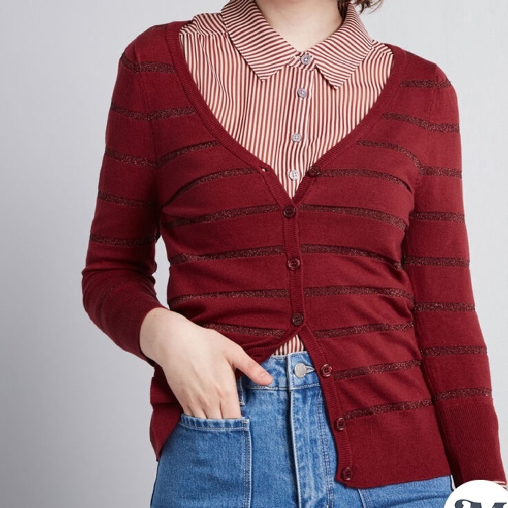 New! ModCloth Burgundy Cardigan medium